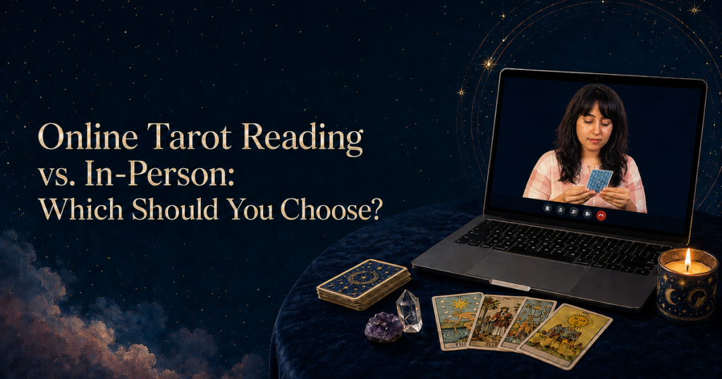 Geetika Khurana comparing online and in-person tarot reading sessions